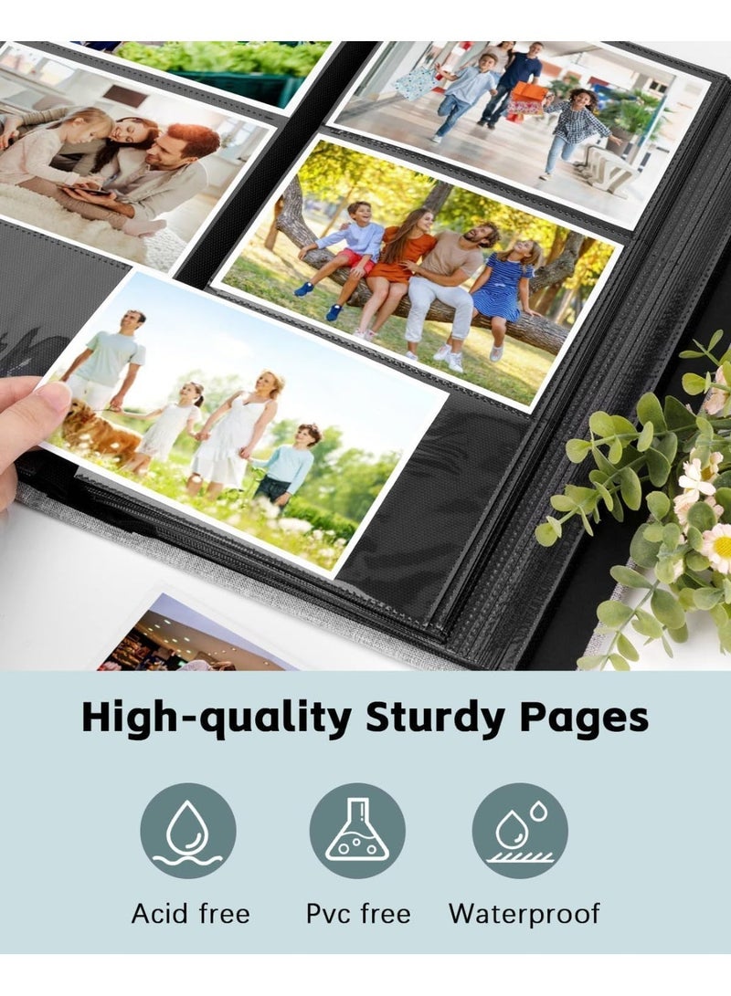 CLENEA Linen Photo Album 4x6 300 Photos Fabric Cover Picture Books Albums Wedding School Family Anniversary Baby Memory Engagement Travel Albums(Grey, 300 Pockets) - Image 5